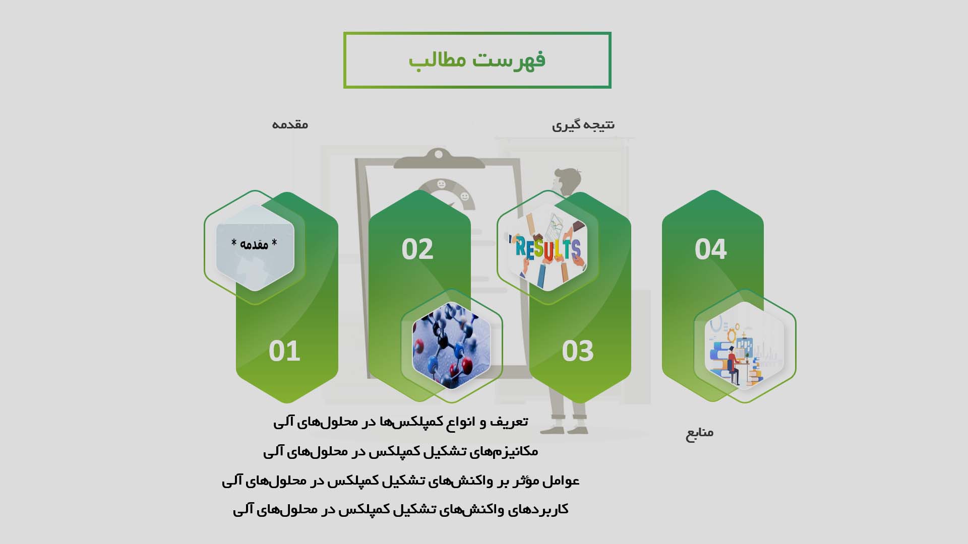 پاورپوینت در مورد واکنش‌های تشکیل کمپلکس در محلول‌های آلی